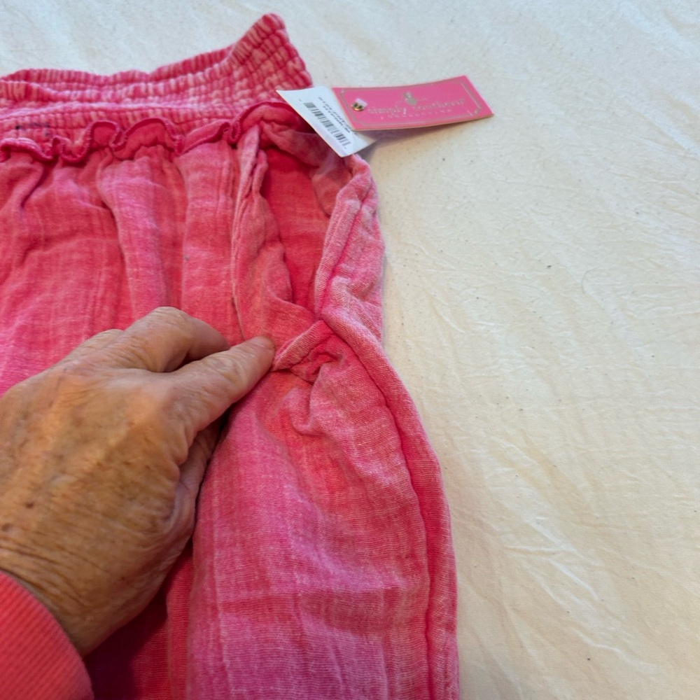 Bright Pink Smocked Waist Wide-Leg Pants Sz M NWT - Picture 8 of 16